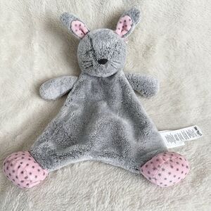 Little Me Bunny Plush Lovey Gray Pink Rattle Rabbit Soft Security Blanket